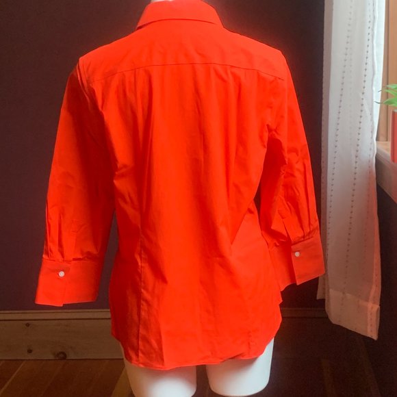TALBOTS Poppy Red Button Down Long Sleeve Shirt 12 - Picture 2 of 4